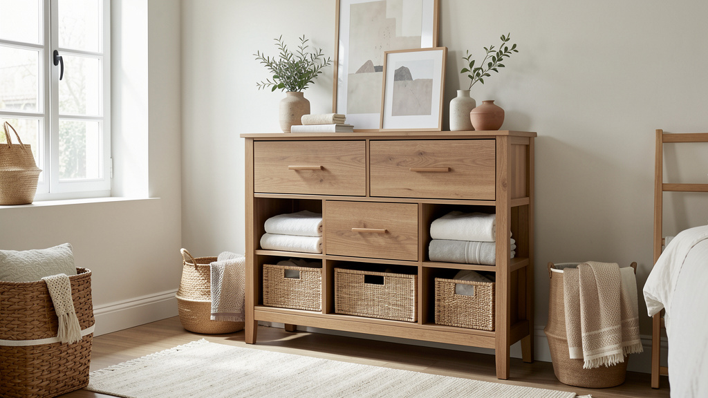 HOCSOK Meuble de Rangement, Buffet Cuisine, Placard de Salle à Manger avec 2 Portes et 2 tiroirs Salon 40P x 91l x 82H cm