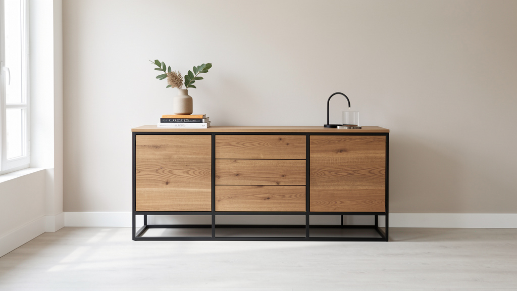 IDMarket Buffet Boston 3 Portes 113 cm