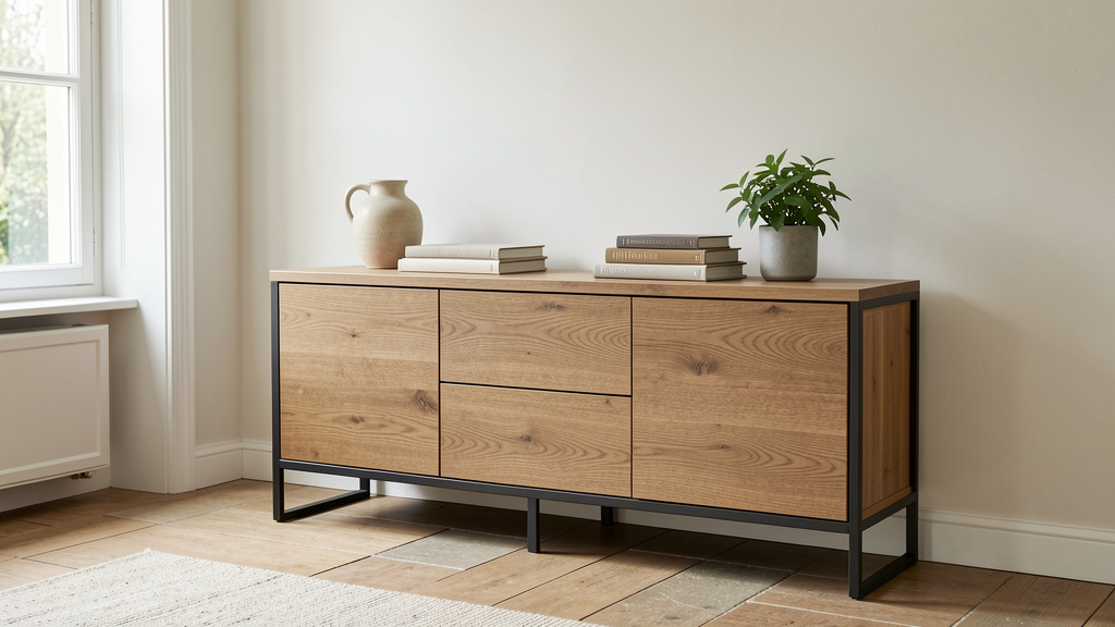 IDMarket Buffet Ester Blanc 140 cm
