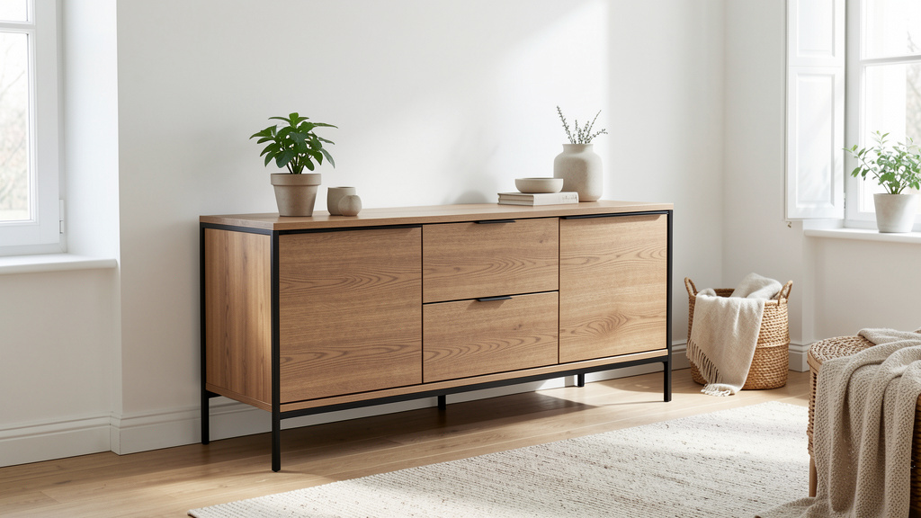 IDMarket Buffet Ester Noir 113 cm 3 Portes