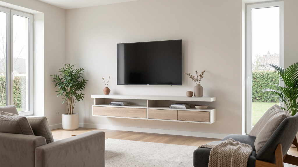 Étagère TV flottante bois