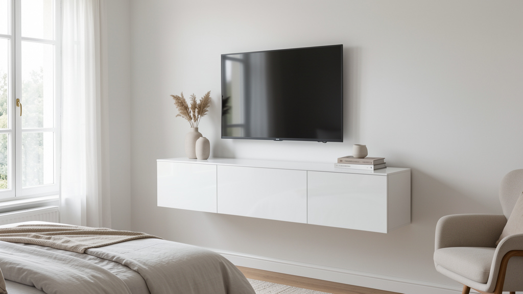 en.casa Meuble TV Mural 180 x 31 x 29,5 cm Blanc