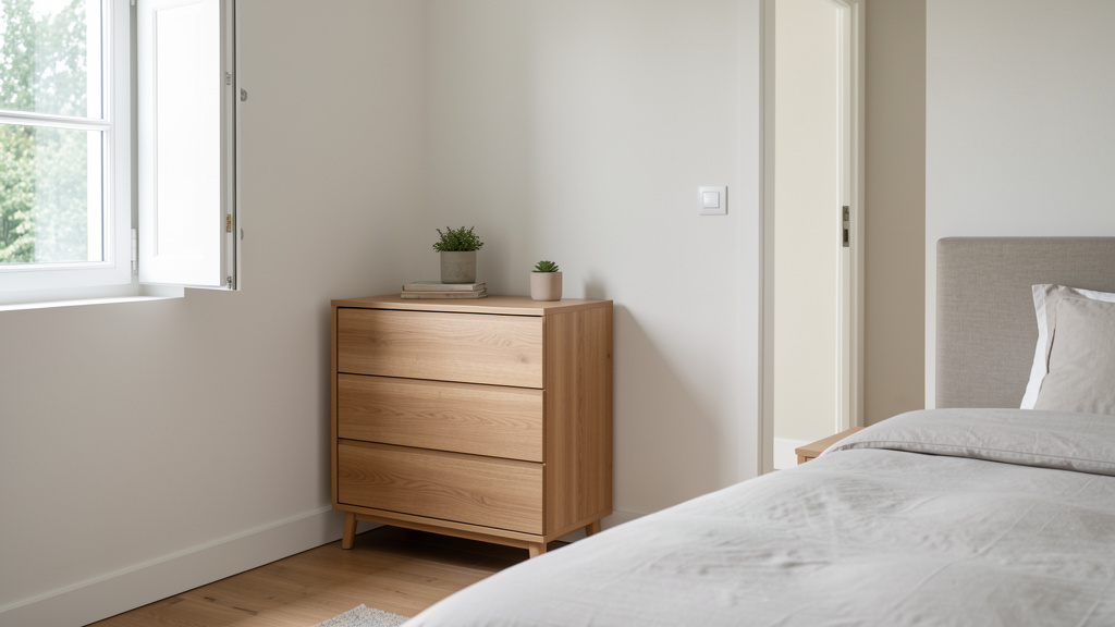 Commode 3 tiroirs en bois clair : design scandinave